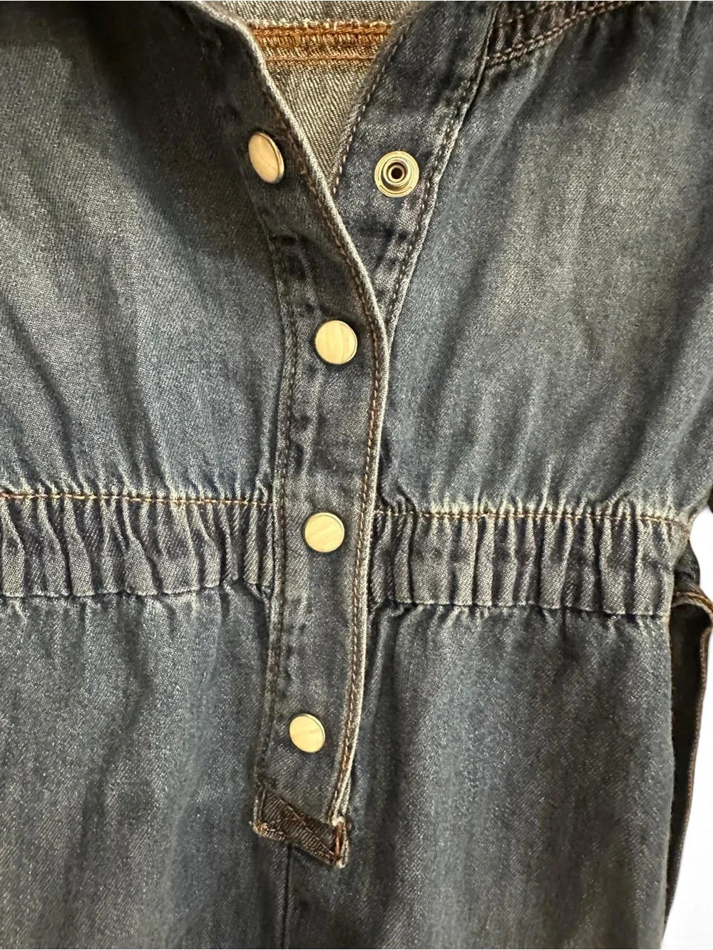 OshKosh B’gosh Girls 24M Denim Jumpsuit Coveralls Belted Snap Front Romper